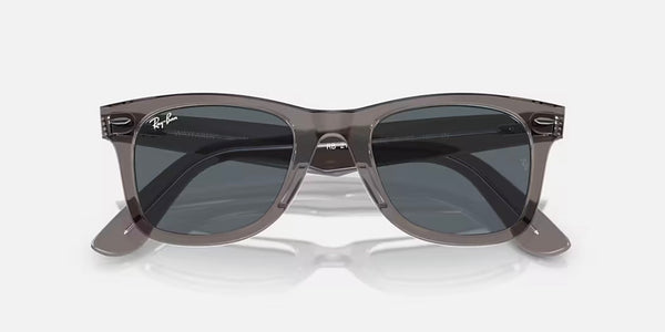 Ray-Ban® Original Wayfarer Classic™ Sunglasses - Polished Grey on Transparent Frame/Blue Lenses
