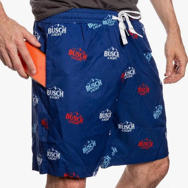 Officially Licensed Busch Light Men's Boardshorts - Navy Blue Label Design