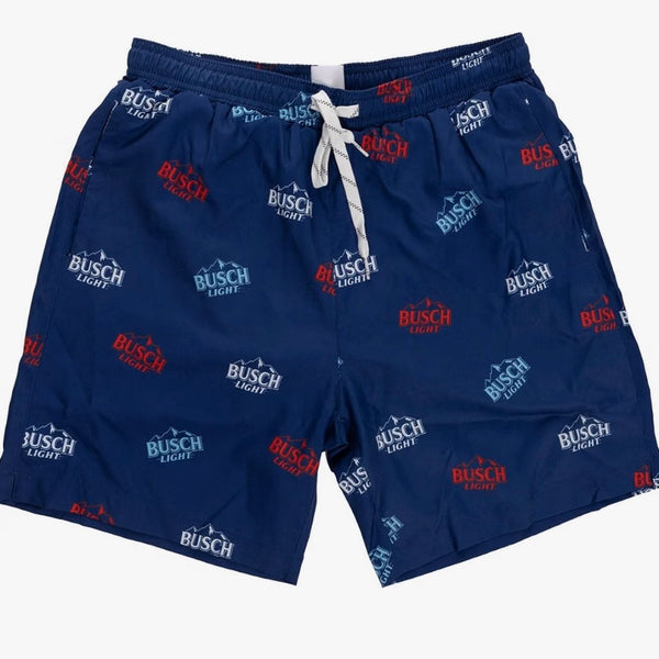Officially Licensed Busch Light Men's Boardshorts - Navy Blue Label Design