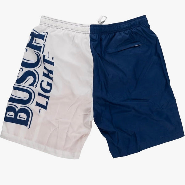 Officially Licensed Busch Light Men's Boardshorts - Red/White/Navy Label Design