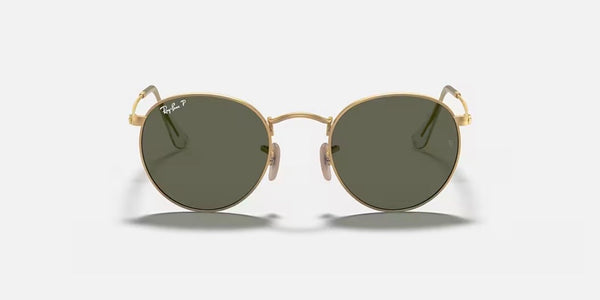 Ray-Ban® Round Metal™ Sunglasses - Matte Arista Gold Frame/G-15 Green Polarized Lenses