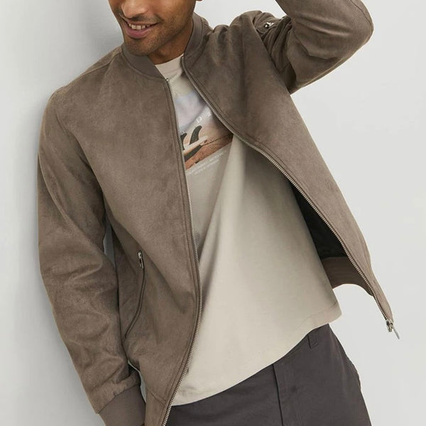 Jack & Jones Faux Suede Bomber Jacket - Falcon