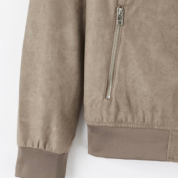 Jack & Jones Faux Suede Bomber Jacket - Falcon