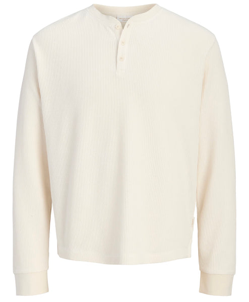Jack & Jones Regular Long Sleeve Henley Tee - Antique White