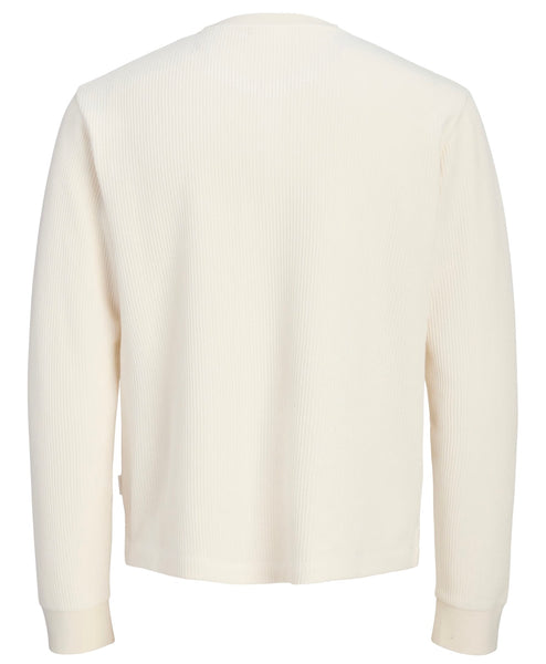 Jack & Jones Regular Long Sleeve Henley Tee - Antique White