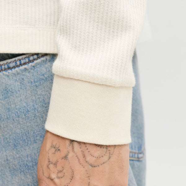 Jack & Jones Regular Long Sleeve Henley Tee - Antique White