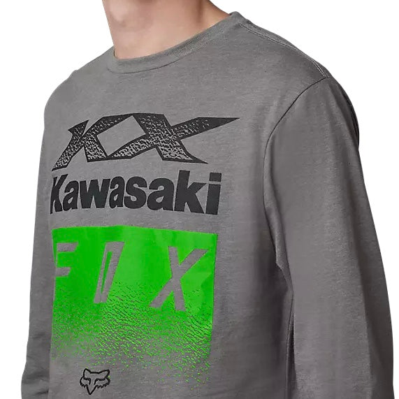 Fox Racing Fox x Kawasaki Men's Long Sleeved Premium Tee - Heather Graphite Grey