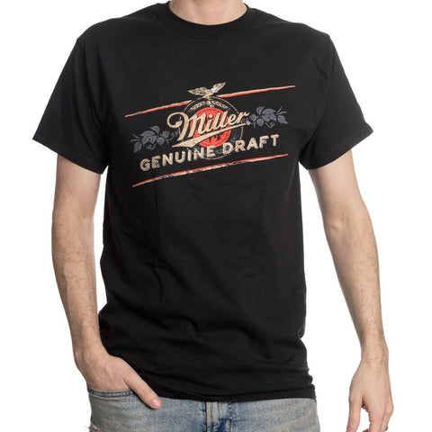 Officially Licensed Miller Genuine Draft Men's Short Sleeved Tee - Black