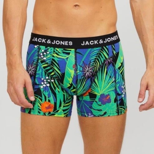 Jack & Jones Men's 3 Pack Cotton Trunks - Flower Mix