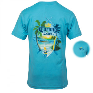 Officially Licensed Corona Extra Men's Short Sleeved Tee - Bright Blue