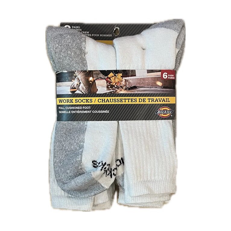 Dickies Men's Work Socks Size 10-13 - White/Grey