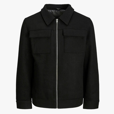 Jack & Jones Morrison Wool Blend Zip Jacket - Black