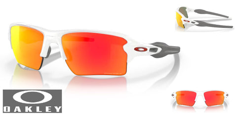 Oakley Flak 2.0 XL Sunglasses - Polished White Frame/Prizm Ruby Lenses