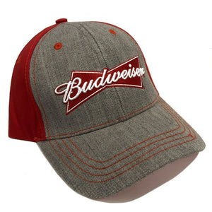 Officially Licensed Budweiser Traditional Ball Cap - Grey/Red