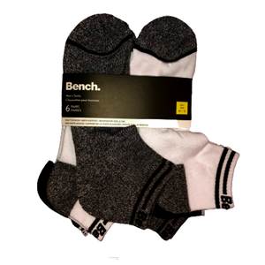 Bench Cushioned Socks 6 Pack Men's - Size 10-13 Striped Ankle Logo