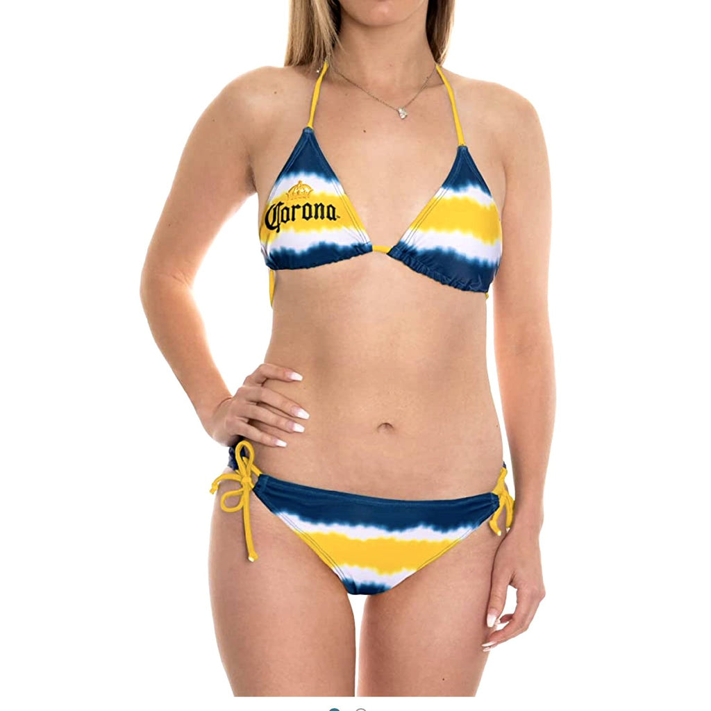Corona Extra Label Design Women's Swimsuit Navy Blue Bikini, Blue
