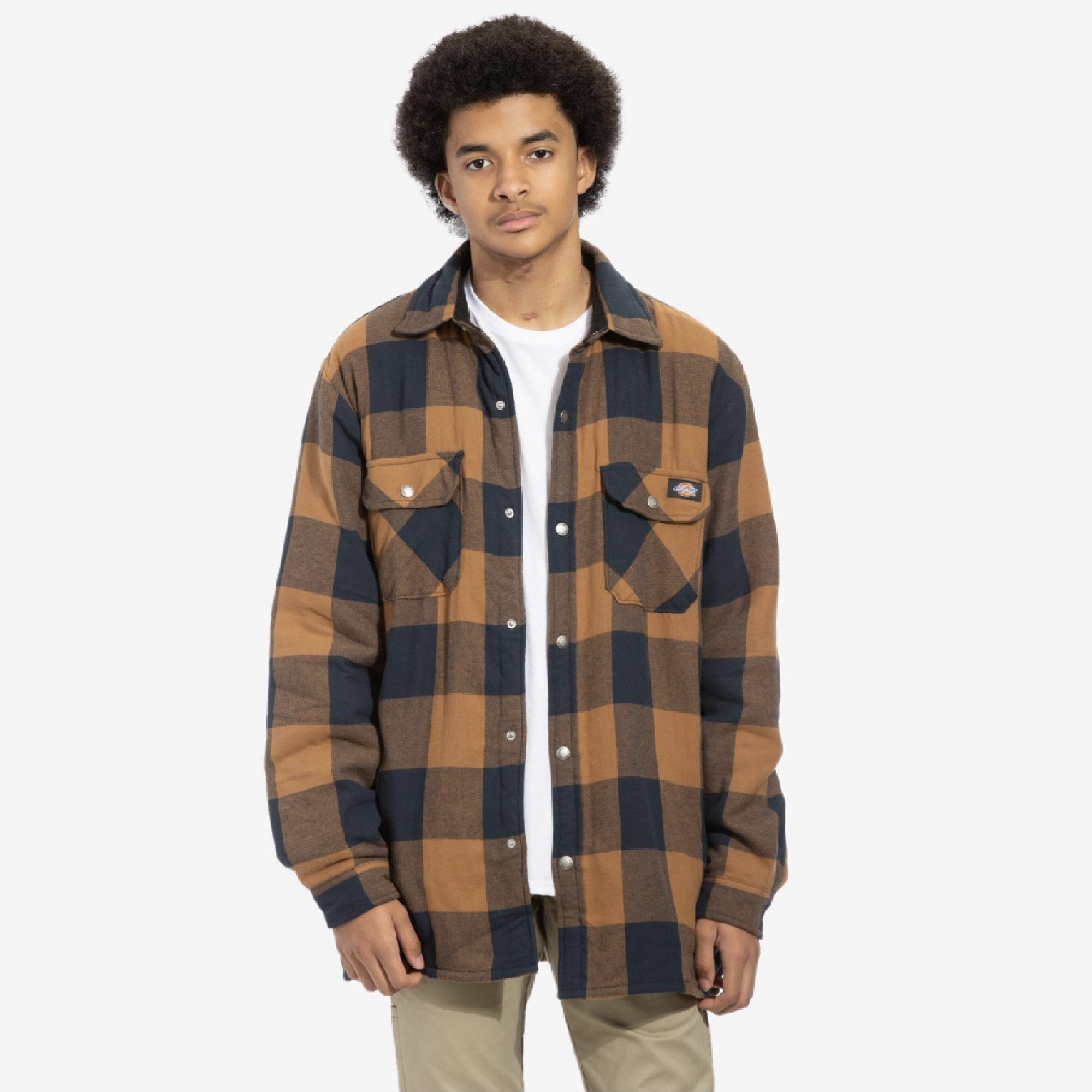 Dickies Men's Sherpa Lined Flannel Shirt Jacket with Hydroshield - Nav – Impressions Custom and Fashions