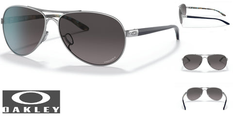 Oakley Feedback Women's Sunglasses - Polished Chrome Frame/Prizm Grey Gradient Polarized Lenses