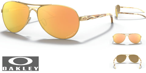 Oakley Feedback Women's Sunglasses - Polished Gold Frame/Prizm Rose Gold Polarized Lenses