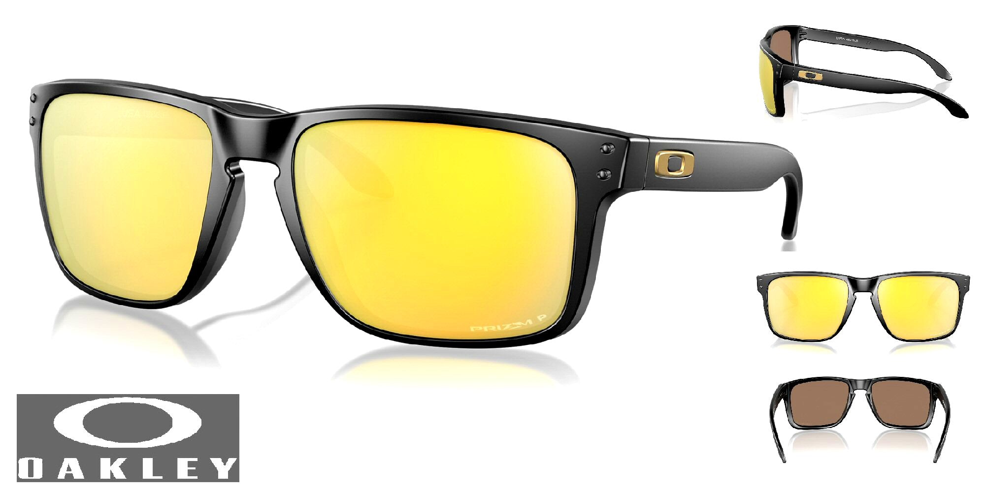 Oakley Holbrook XL Sunglasses - Matte Black Frame/Prizm 24K Polarized Lenses