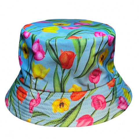 Bucket Hat (Reversible) - Tulips Design