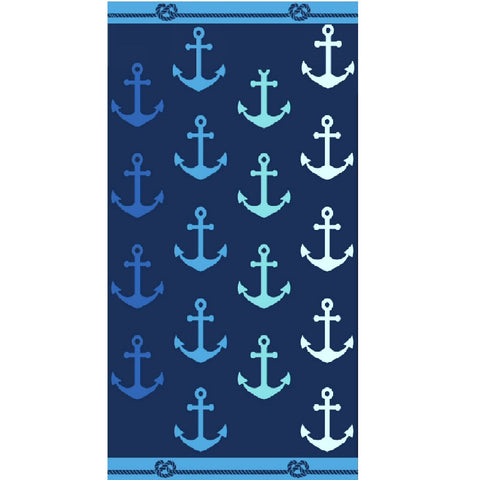 Jacquard Blue Anchor Luxurious Towel