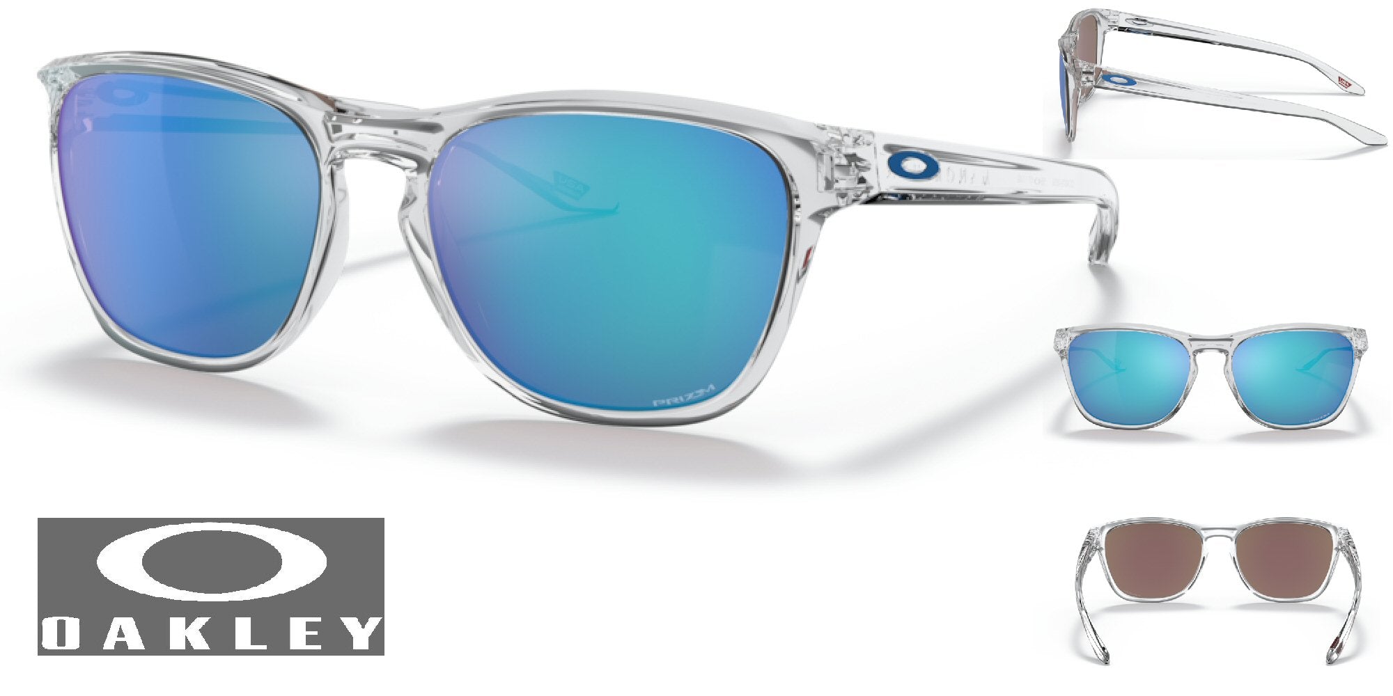 Oakley Manorburn Sunglasses - Polished Clear Frame/Prizm Sapphire Lenses