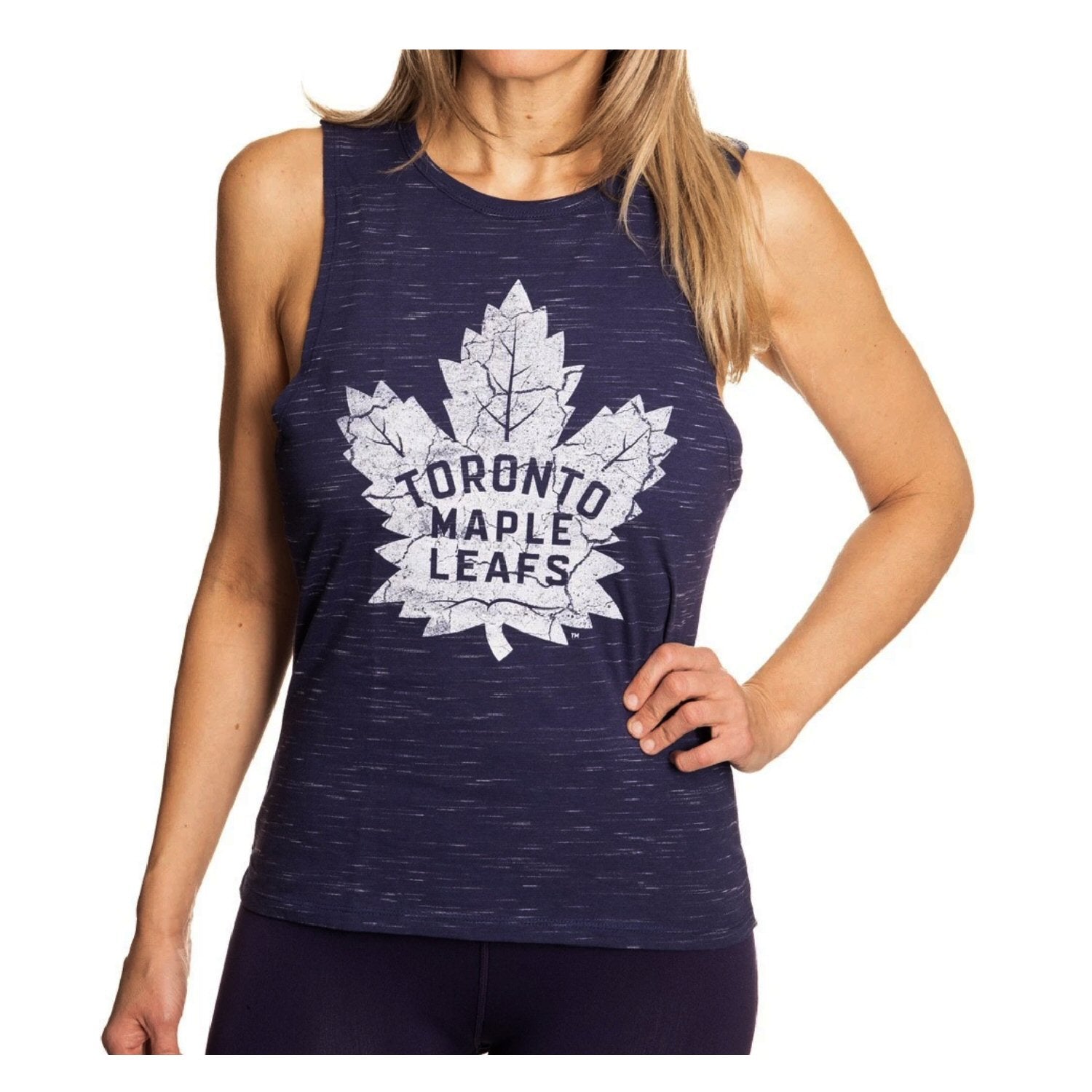 Officially Licensed NHL Women's Distressed Logo Tank Top - Toronto Maple Leafs