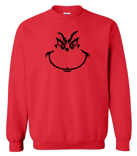 Grinch Face Crewneck Christmas Sweater