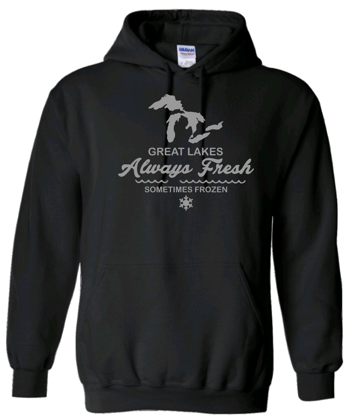 Great Lakes Always Fresh Sometimes Frozen Hooded Sweatshirt Black Grey Small