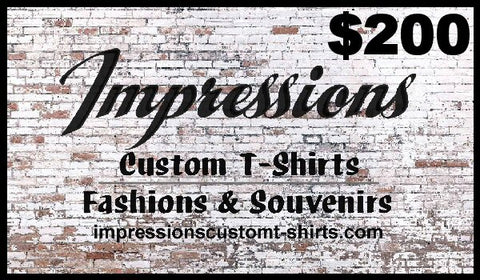 Impressions Custom Tees and Fashions $200 Gift Card